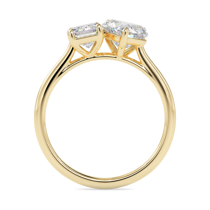 1.99Ct Emerald & Heart Lab-Grown Diamond Toi Et Moi Gold Ring