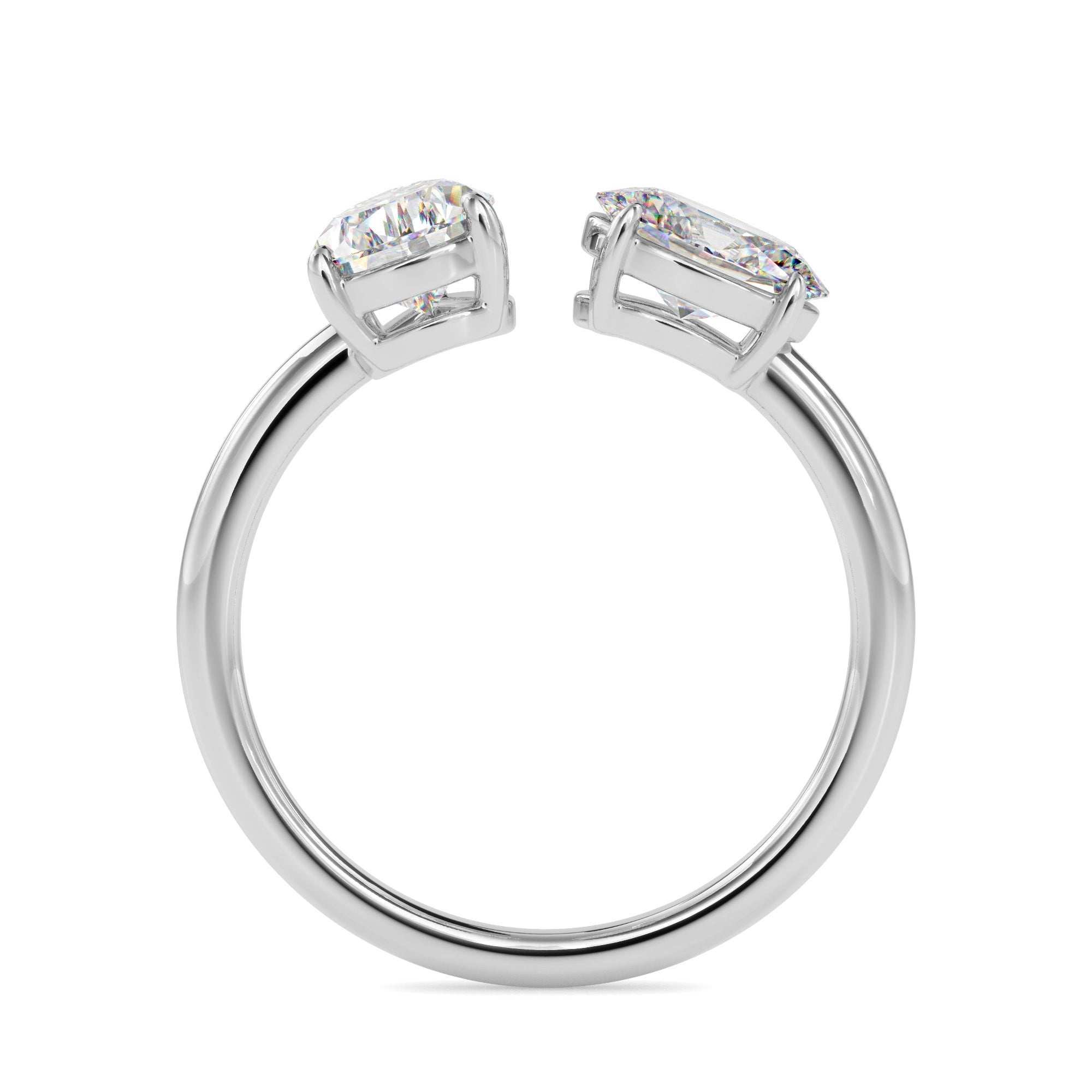 1.80Ct Pear & Oval Open Gap Lab-Grown Diamond Toi Et Moi Gold Ring