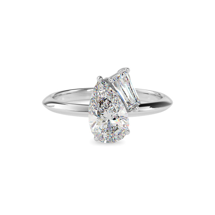 1.88Ct Pear & Baguette Lab-Grown Diamond Toi Et Moi Gold Ring