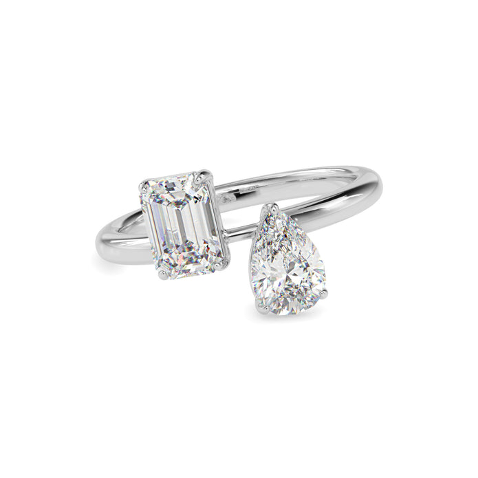 1.88Ct Pear & Emerald Lab-Grown Diamond Toi Et Moi Gold Ring