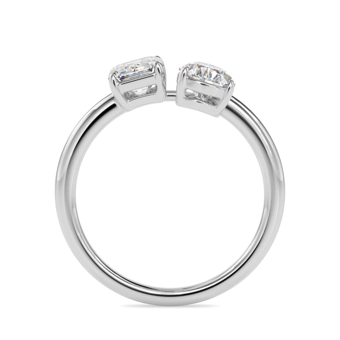 1.88Ct Pear & Emerald Lab-Grown Diamond Toi Et Moi Gold Ring