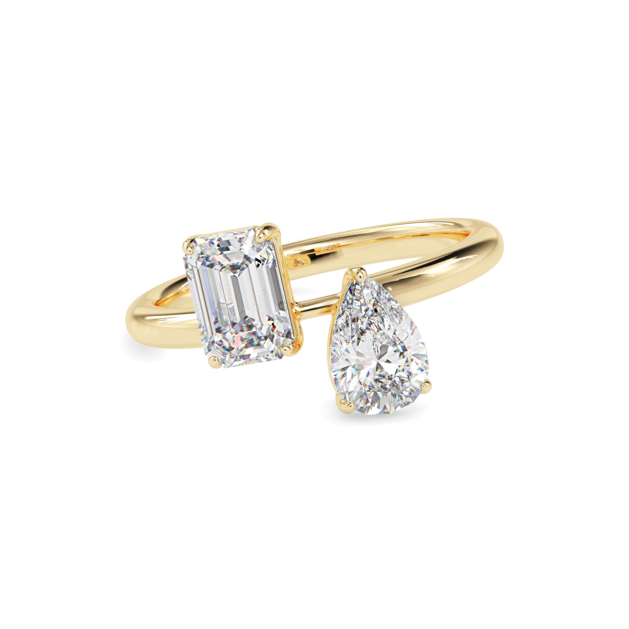 1.88Ct Pear & Emerald Lab-Grown Diamond Toi Et Moi Gold Ring