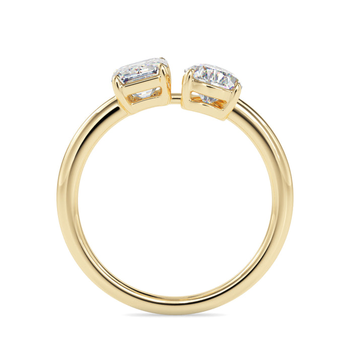 1.88Ct Pear & Emerald Lab-Grown Diamond Toi Et Moi Gold Ring