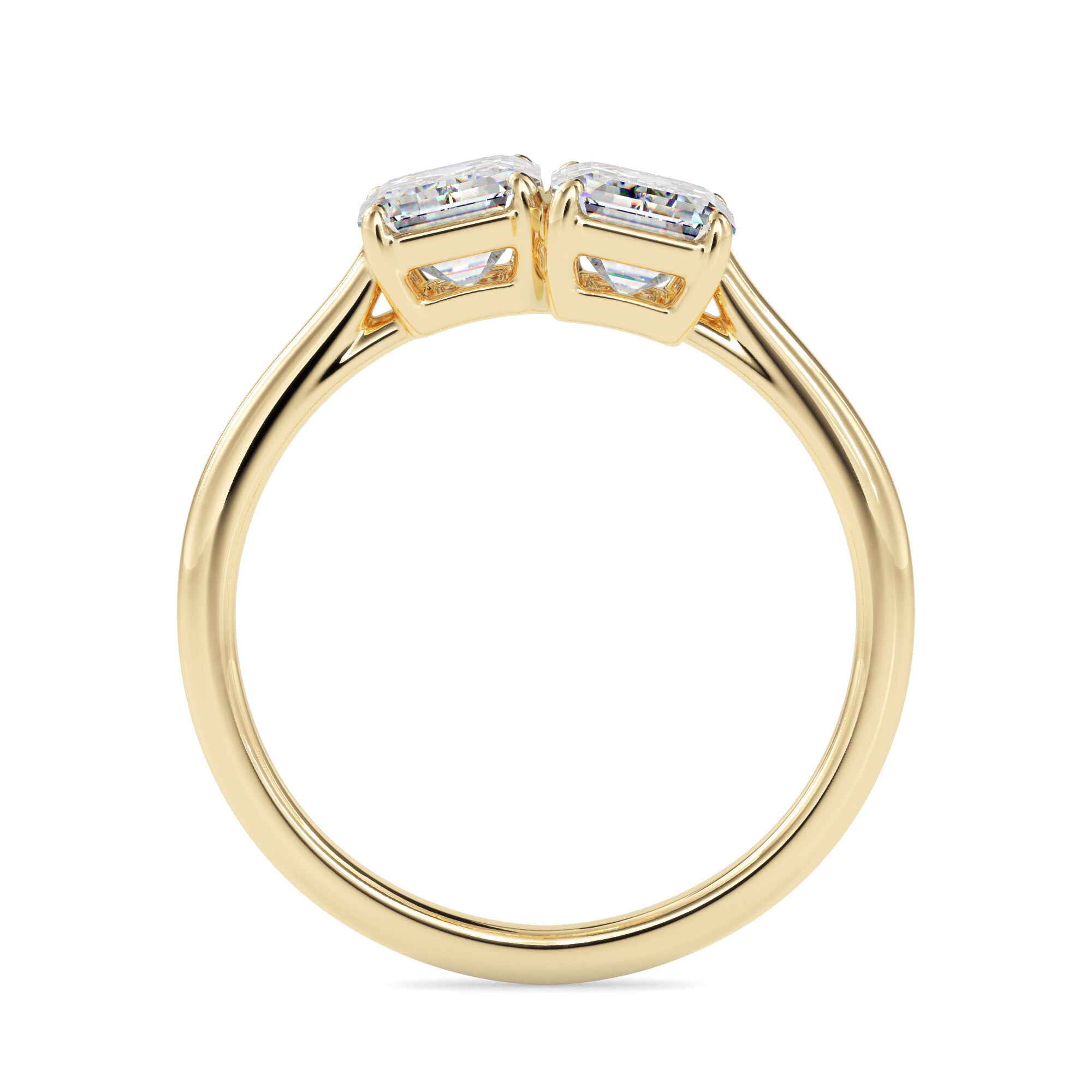 1.97Ct Emerald Cut Two Stone Lab-Grown Diamond Toi Et Moi Gold Ring