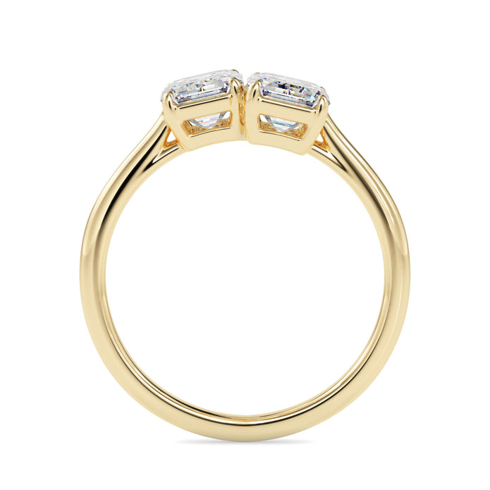1.97Ct Emerald Cut Two Stone Lab-Grown Diamond Toi Et Moi Gold Ring