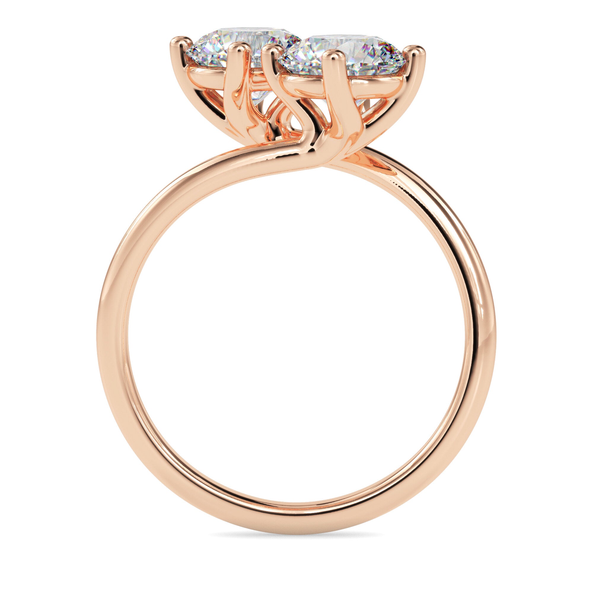 2.06Ct Round Bypass Lab-Grown Diamond Toi Et Moi Gold Ring