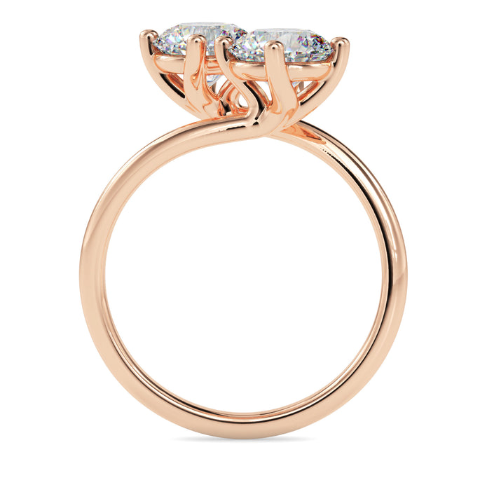 2.06Ct Round Bypass Lab-Grown Diamond Toi Et Moi Gold Ring