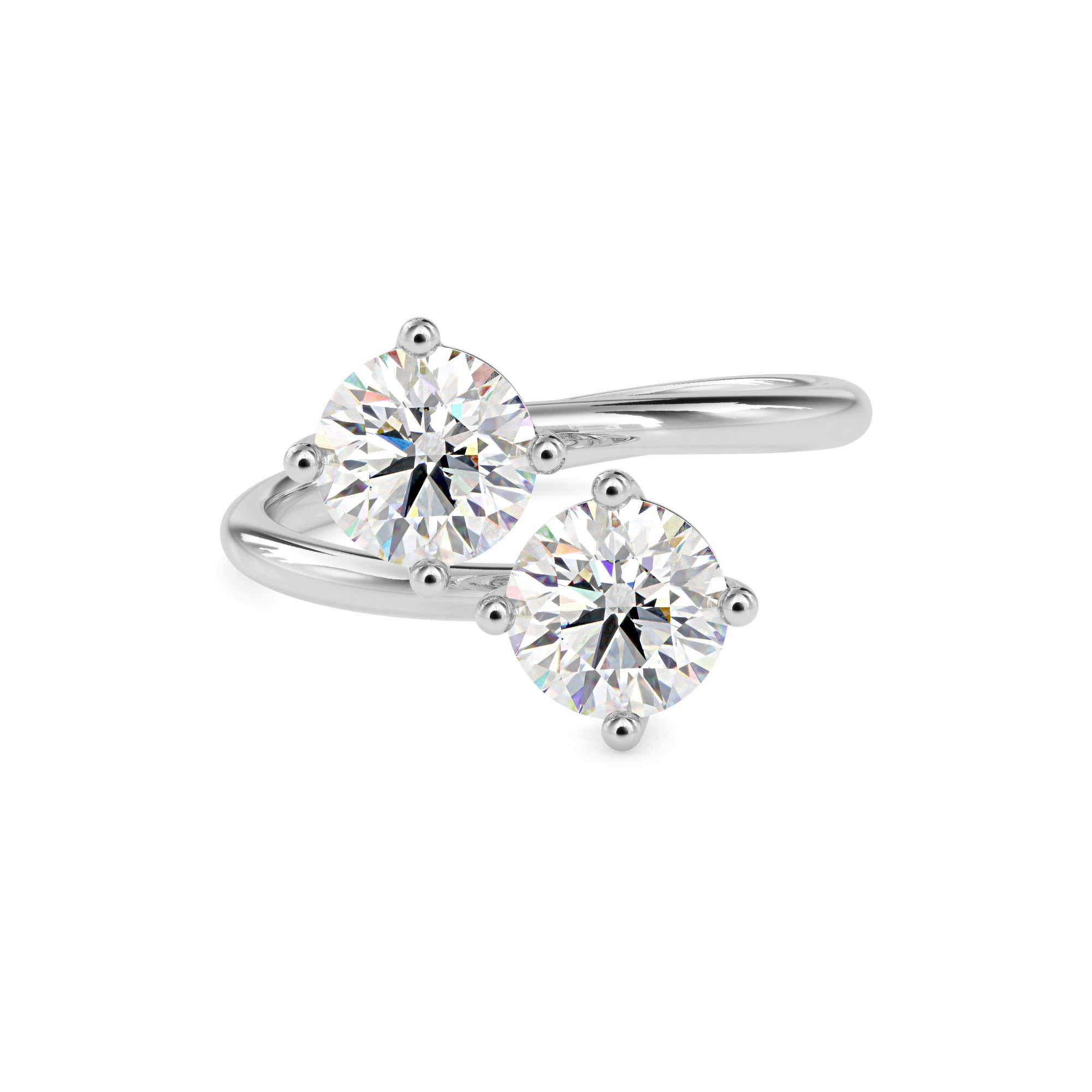 2.06Ct Round Bypass Lab-Grown Diamond Toi Et Moi Gold Ring