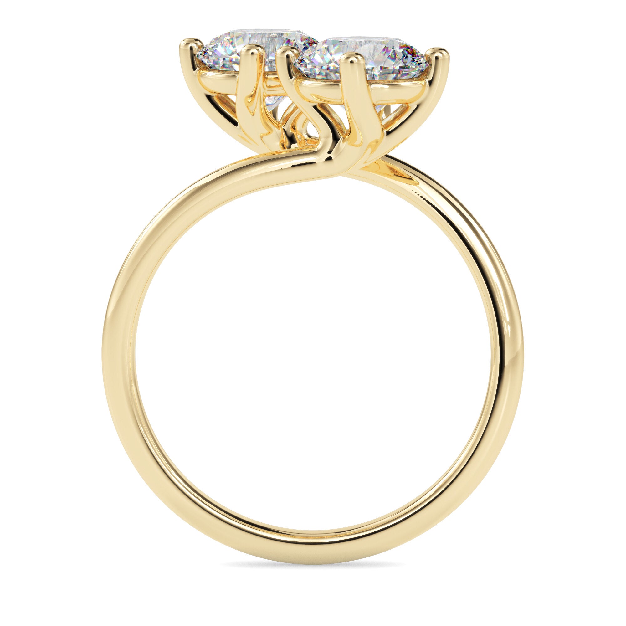 2.06Ct Round Bypass Lab-Grown Diamond Toi Et Moi Gold Ring