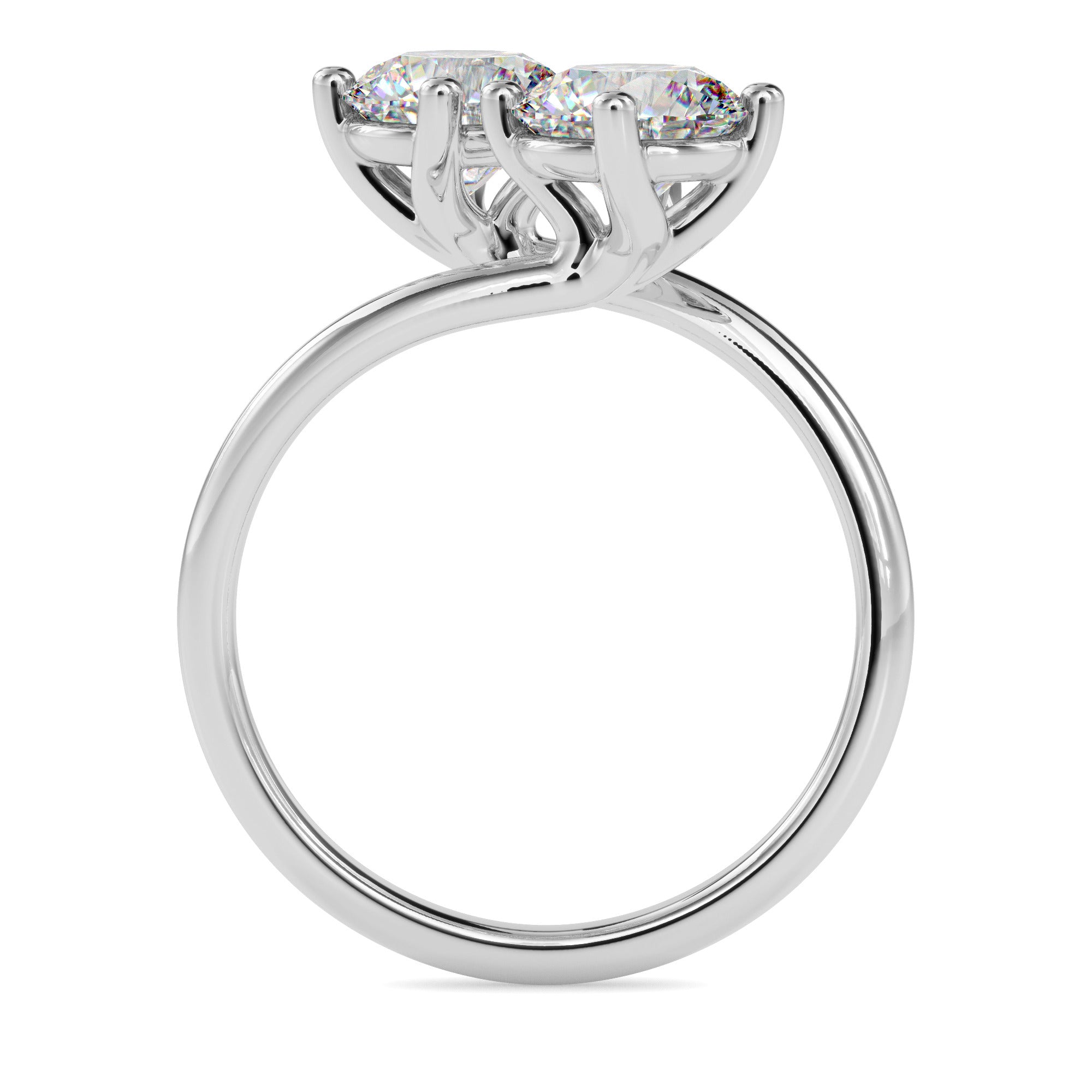 round bypass toi et moi lab-grown diamond ring in white gold
