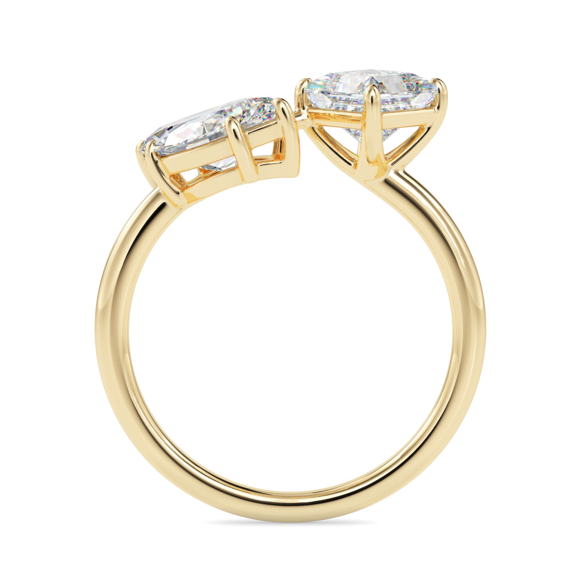2.00Ct Marquise & Princess Lab-Grown Diamond Toi Et Moi Gold Ring
