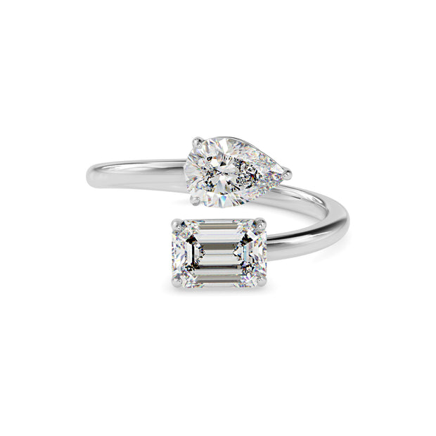 1.88Ct Emerald & Pear Lab-Grown Diamond Toi Et Moi Gold Ring
