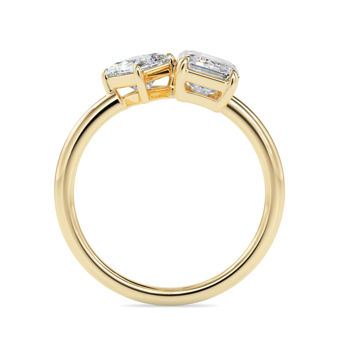 1.90Ct Emerald & Princess Lab-Grown Diamond Toi Et Moi Gold Ring