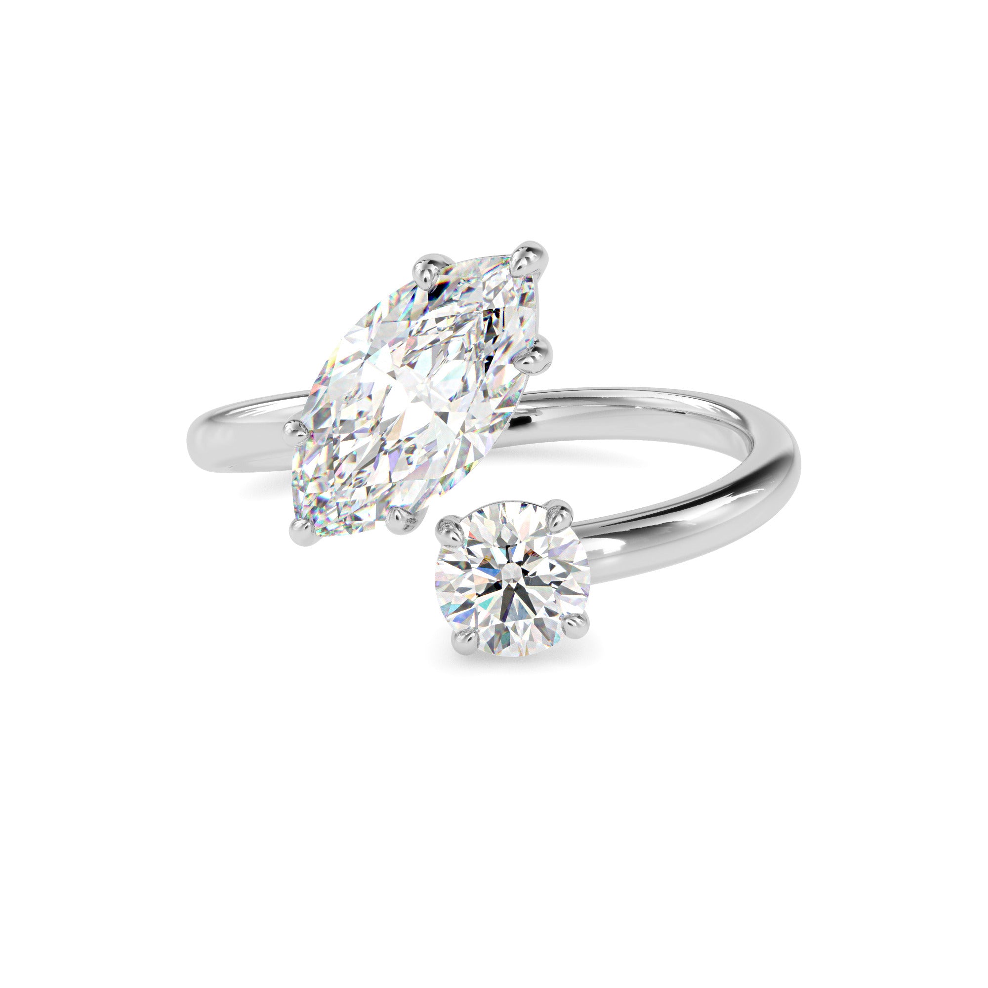 1.88Ct Round & Marquise Lab-Grown Diamond Toi Et Moi Gold Ring