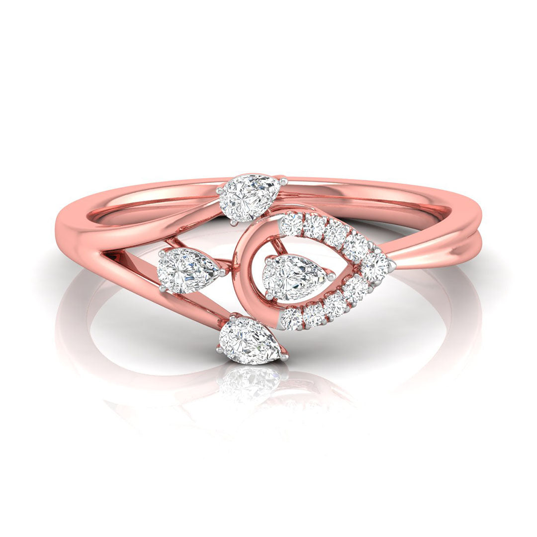 0.24Ct Leaf Like Design Pear Cut Prong Set Lab-Grown Diamond Ring