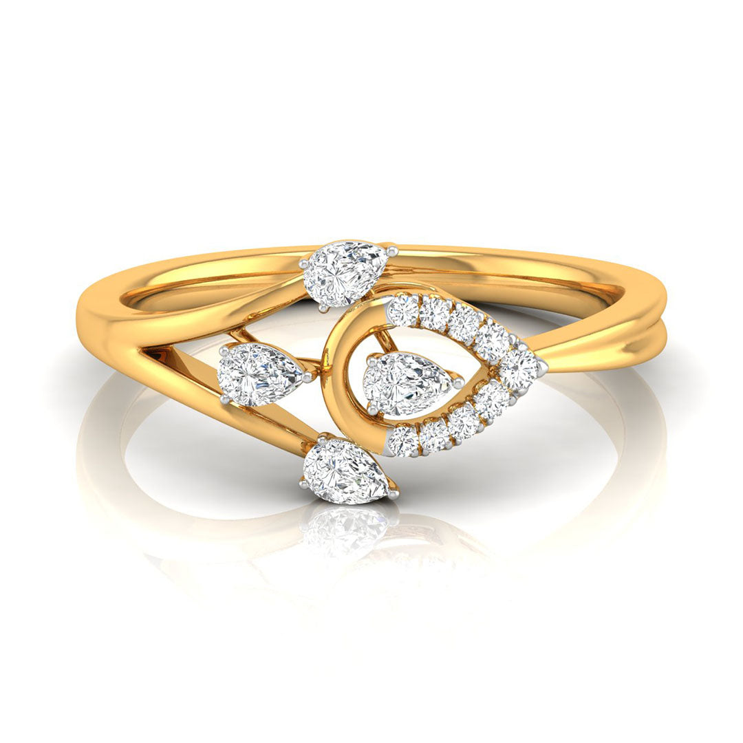 0.24Ct Leaf Like Design Pear Cut Prong Set Lab-Grown Diamond Ring