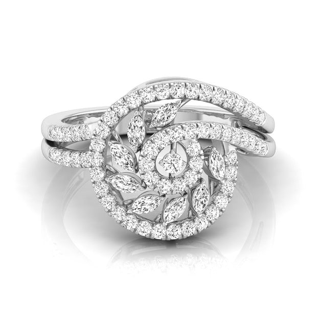 0.58Ct Spiral Design Marquise Cut Prong Set Lab-Grown Diamond Ring