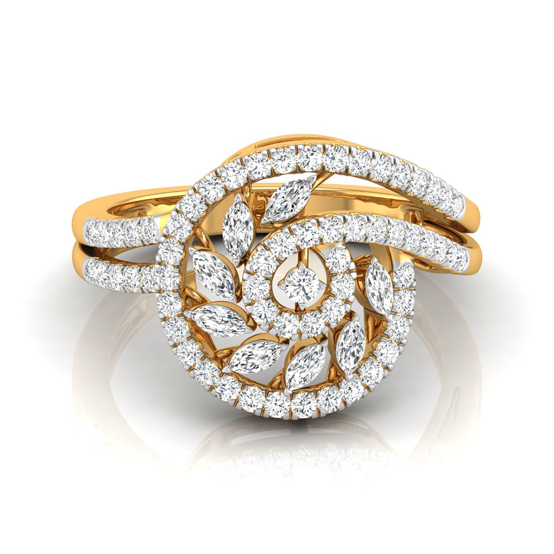 0.58Ct Spiral Design Marquise Cut Prong Set Lab-Grown Diamond Ring