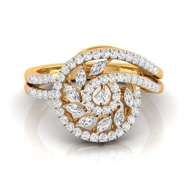 0.58Ct Spiral Design Marquise Cut Prong Set Lab-Grown Diamond Ring