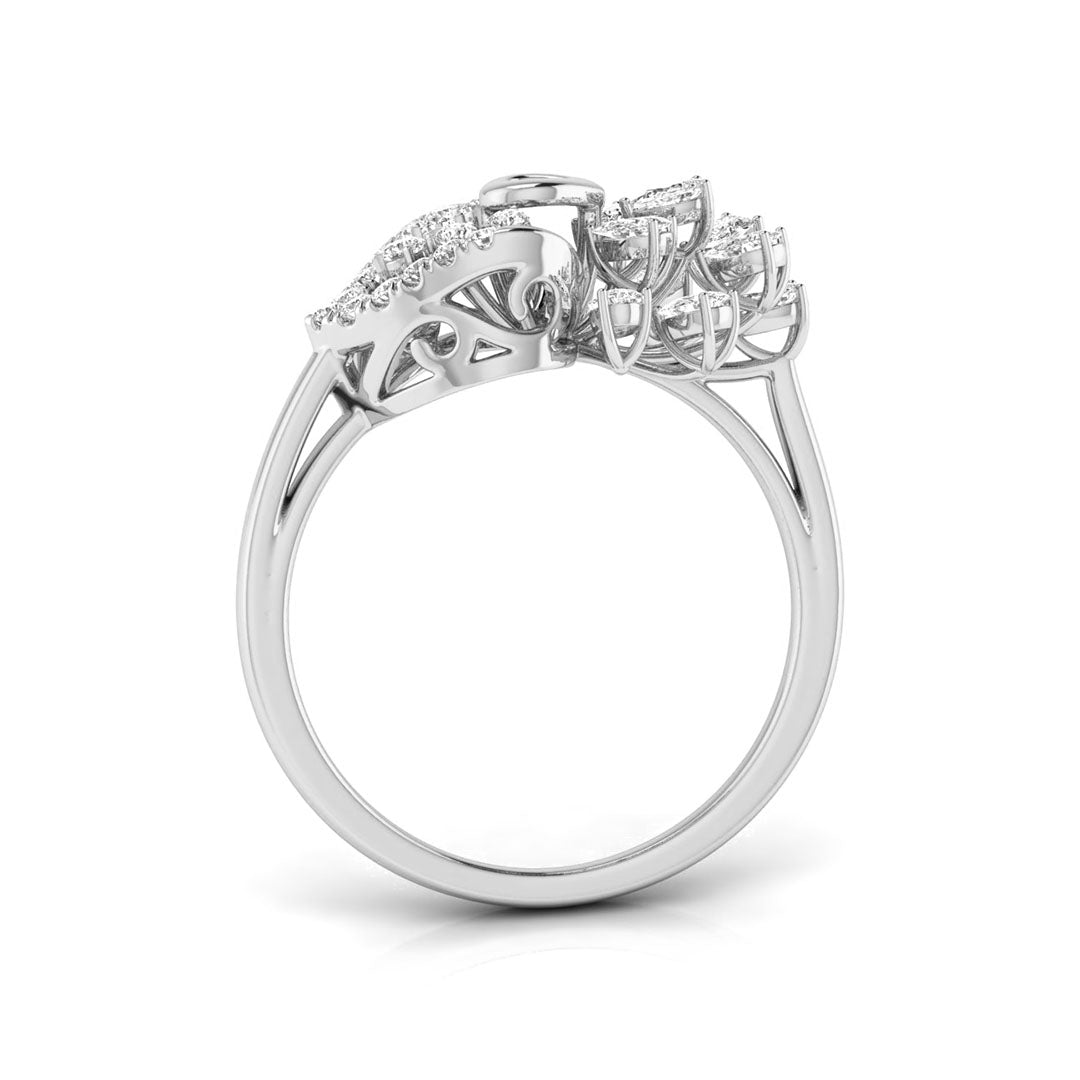 0.37Ct Asymmetrical Floral Burst Pear Cut Lab-Grown Diamond Ring