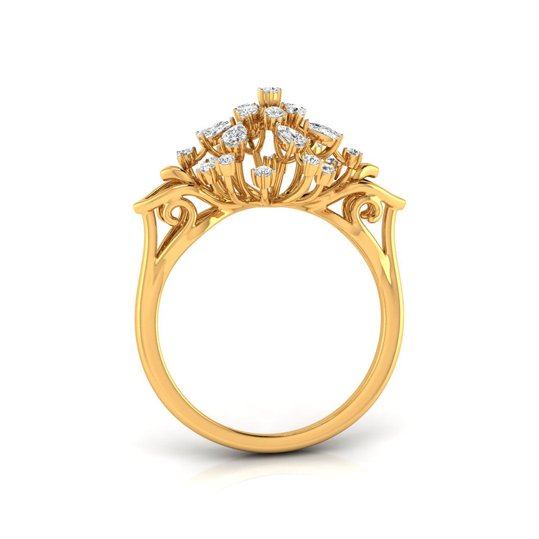 0.29Ct Round & Pear Cut Cluster Cocktail Lab-Grown Diamond Ring