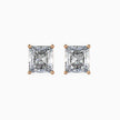 radiant prong set diamond stud earrings in rose gold
