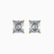 radiant prong set diamond stud earrings in yellow gold