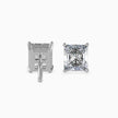 radiant prong set diamond stud earrings in white gold