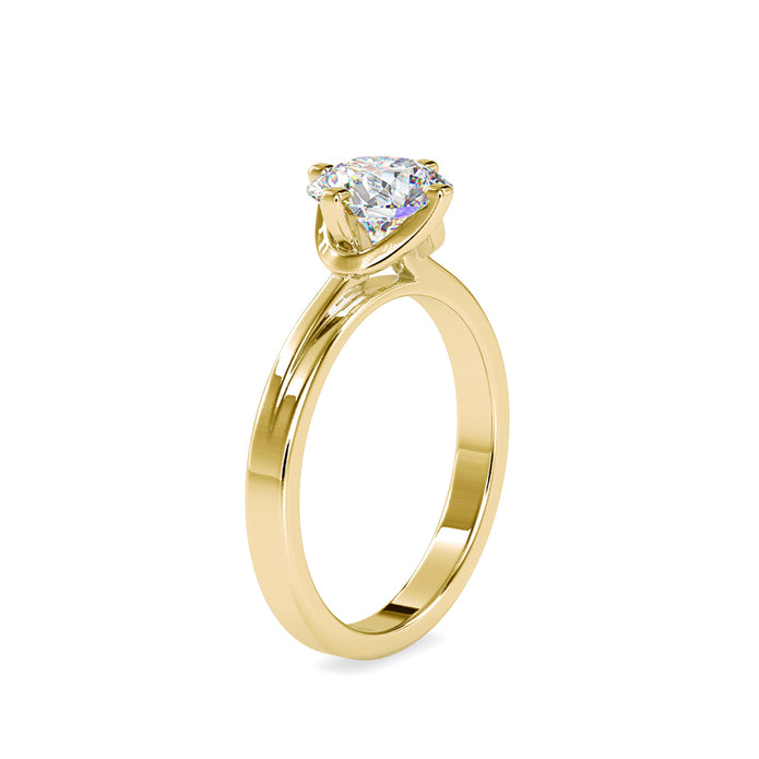 round cut solitaire lab-grown diamond ring in yellow gold