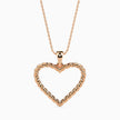 rope style open heart pendant necklace in rose gold