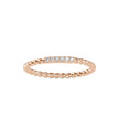 rope style pave diamond ring in rose gold