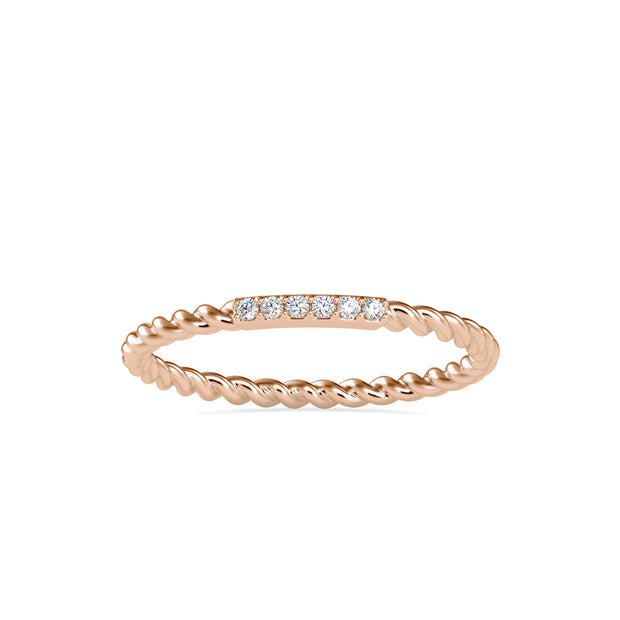 rope style pave diamond ring in rose gold