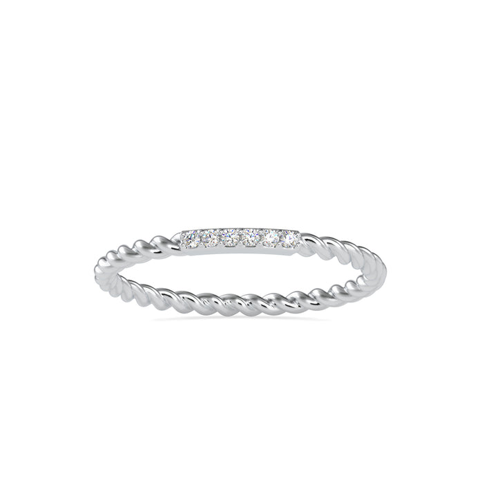 rope style pave diamond ring in white gold