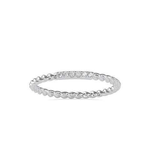 rope style pave diamond ring in white gold