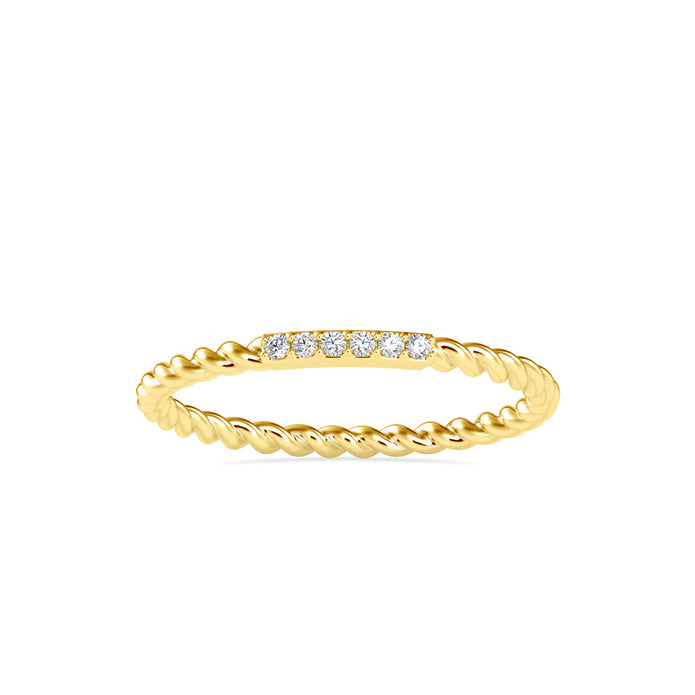 rope style pave diamond ring in yellow gold