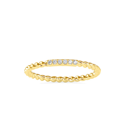 rope style pave diamond ring in yellow gold