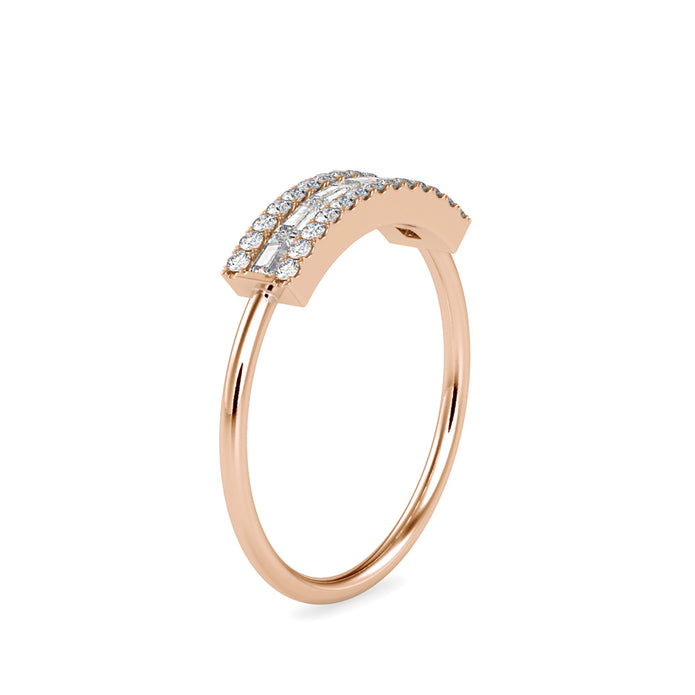 baguette cut channel set diamond ring in rose gold