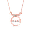circle three stone lab-grown diamond pendant necklace in rose gold