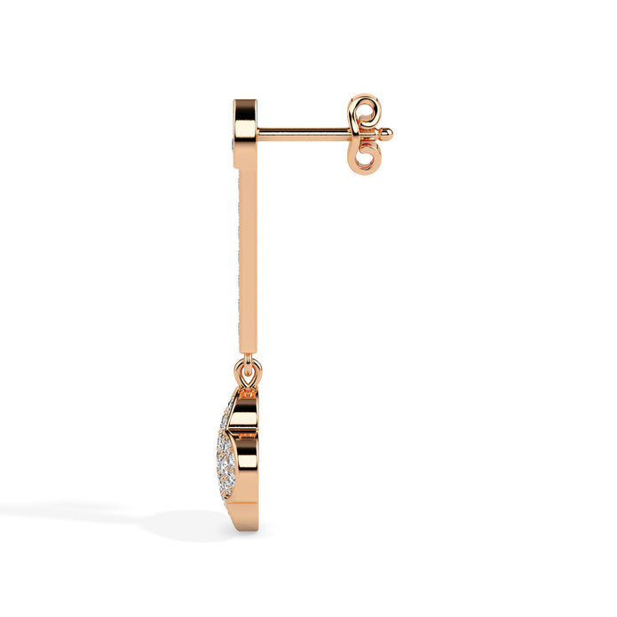 clover cluster diamond drop earrings in rose gold