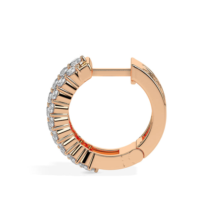 cluster pave diamond hoop earrings in rose gold