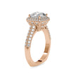 cushion cut double halo lab-grown diamond ring in rose gold