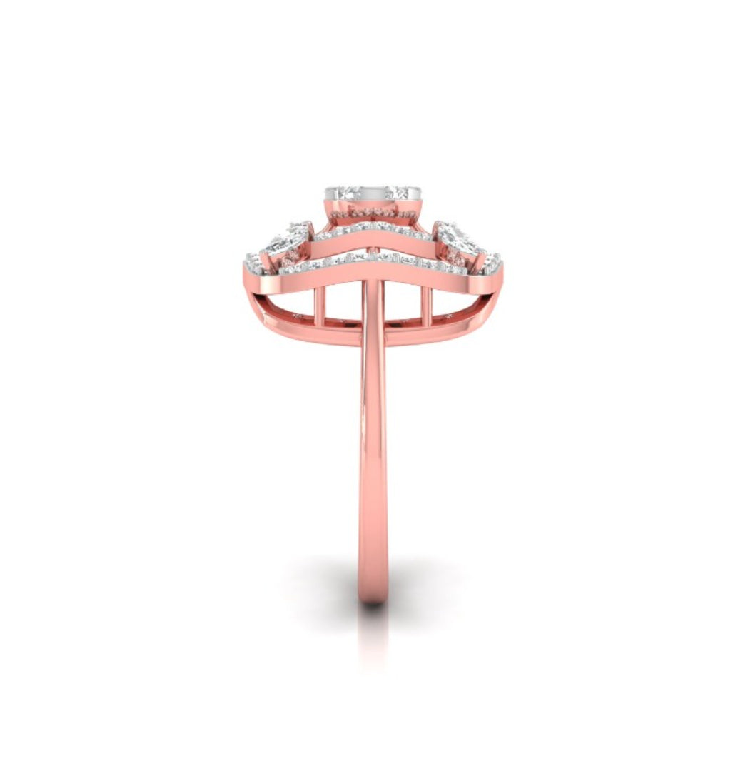 cluster double halo diamond ring in rose gold