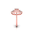 cluster double halo diamond ring in rose gold