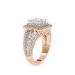 princess cut double halo lab-grown diamond ring in rose gold