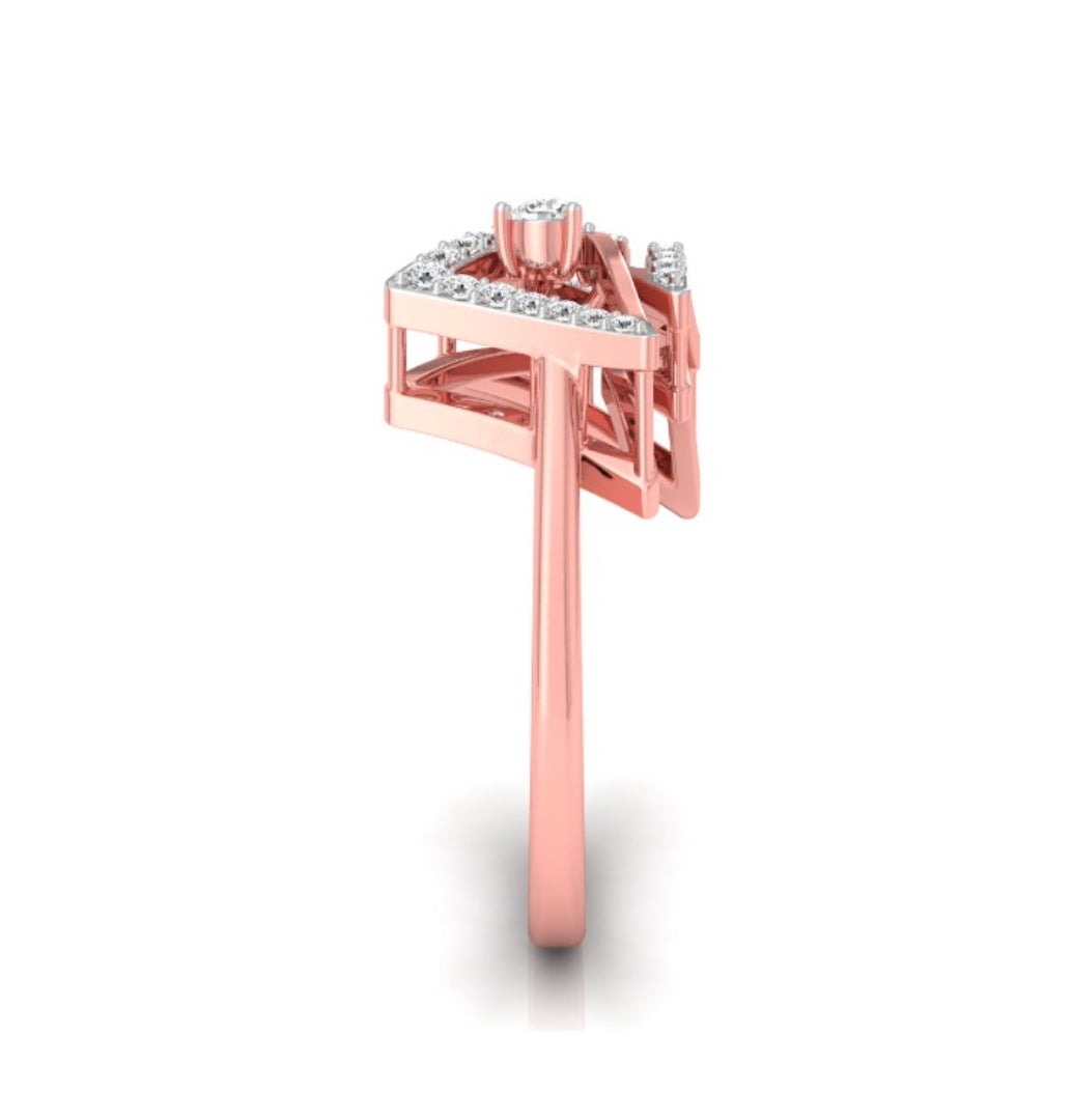 double triangle shape diamond ring in rose gold