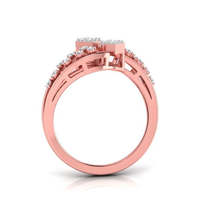 round cut dual square lab-grown diamond ring in rose gold