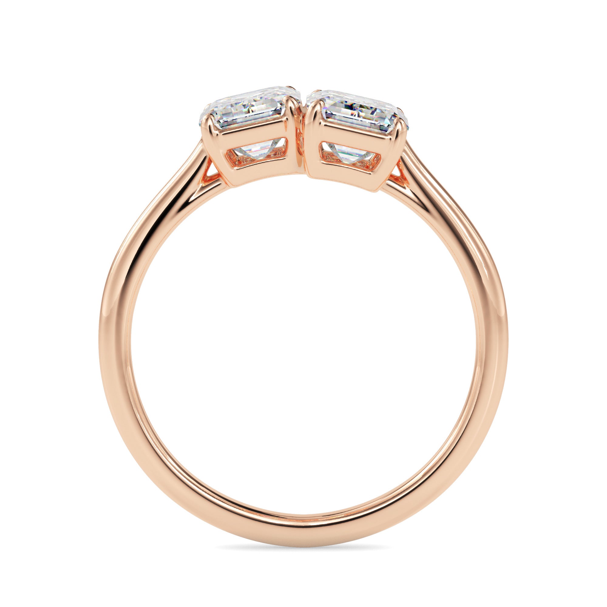 emerald cut toi et moi lab-grown diamond ring in rose gold