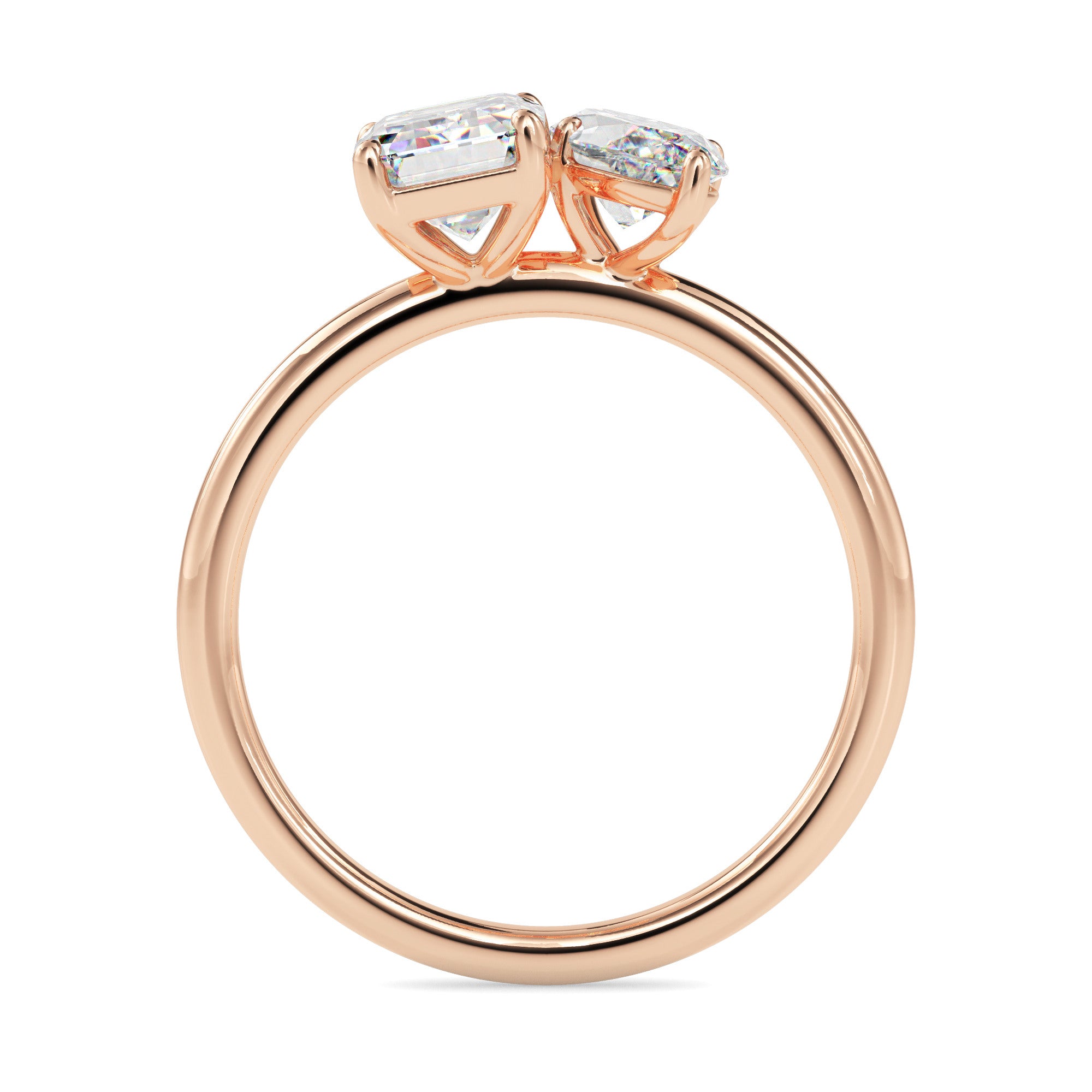 emerald and marquise toi et moi lab-grown diamond ring in rose gold