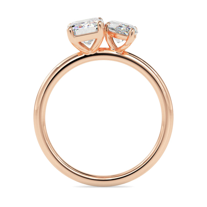 emerald and marquise toi et moi lab-grown diamond ring in rose gold