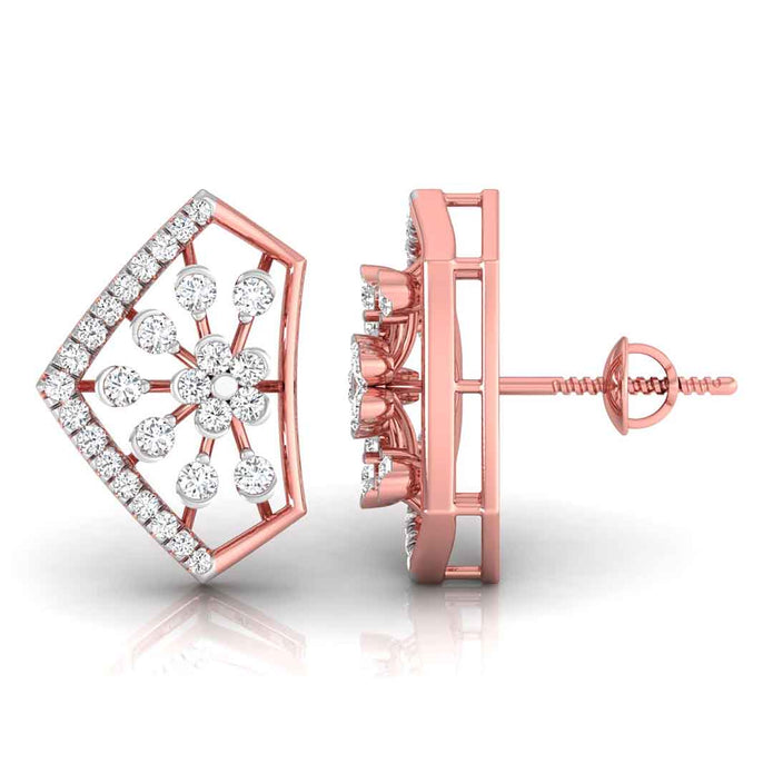 floral cluster diamond stud earrings in rose gold